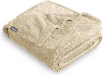 Bare Home Chevron Microplush Fleece Throw Blanket in Oyster at Nordstrom