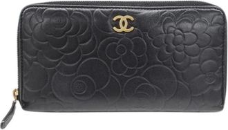 Chanel Pre-owned Vintage Portemonnee - Dames - Vintage Accessoires - Zwart - ONE Size - Leer - Vintage