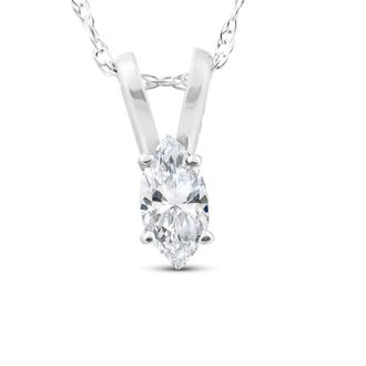 Pompeii3 1/8ct Fancy Marquise Diamond Solitaire Pendant 14K White Gold