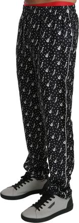 Dolce & Gabbana Silk Black Musical Instrument Trouser Mens Pants