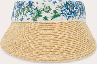 Ferragamo Women Spring print straw visor Blue