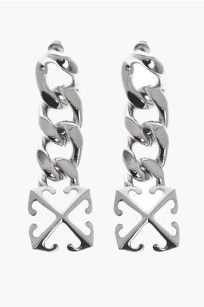 Off-white Chain Earrings with Arrow Pendant size One Size