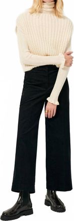 Sessun Alvelvet Straight-Leg Trouser Pants In Black