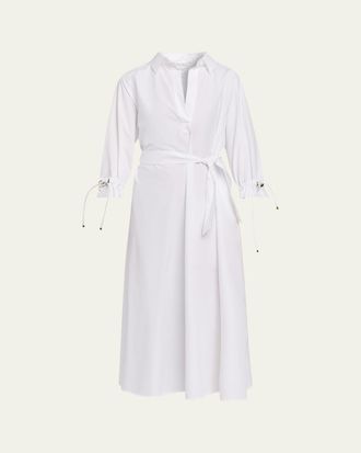 Max Mara Belted 3/4-Sleeve Midi Shirtdress