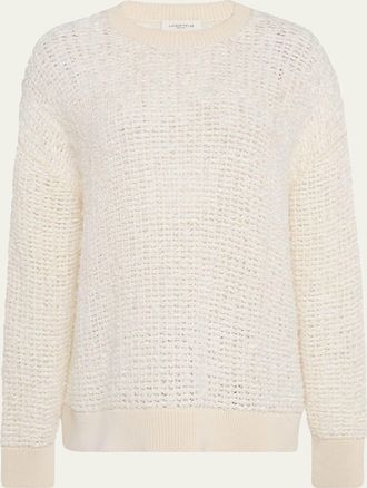 Lafayette 148 New York Textured Open-Stitch Cotton Sweater