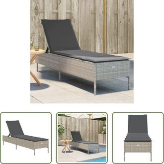 vidaXL Cuscino - Lettino Prendisole con Cuscino Grigio Chiaro in Polyrattan