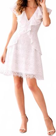 Elliatt Lace Ruffle Dress In White