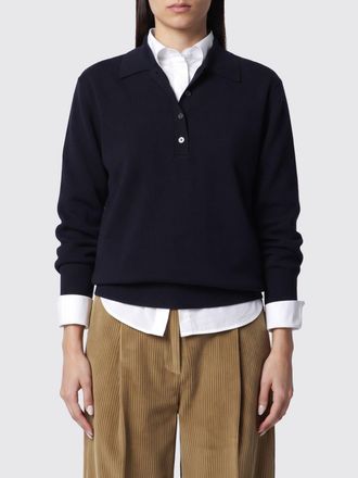 R&oacute;he Long-Sleeved Knit Polo in Pure Merino Wool