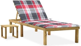 vidaXL Vidaxl - Tumbona De Jard&iacute;n Con Mesa Y Coj&iacute;n De Madera De Pino Impregnada