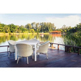 Dmora Mesa De Jard&iacute;n Daanan, Mesa De Jard&iacute;n Cuadrada, Mesa De Centro Fija Efecto Rat&aacute;n, 100% Made In Italy, 80x80h72 Cm, Antracita - Dmora