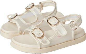 Steve Madden Womens Steve Madden Kit Sandals Kids Ivory Leather ADjustable Strap HAWK2415