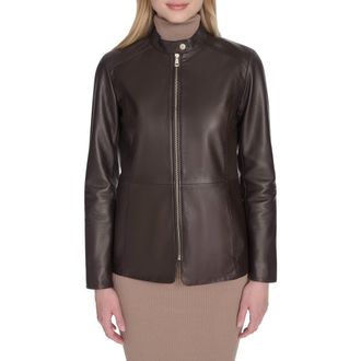 Cole Haan Leather Biker Jacket in Dark Espresso at Nordstrom, Size Medium