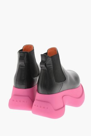 Marni Stivaletti Chelsea in Pelle con Suola Chunky 8cm Marni