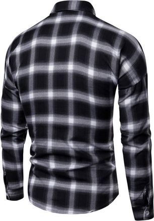 Generic Mens Plaid Flannel Shirts with Pocket Long Sleeve Regular Fit Lightweight Button Down Checkered Buffalo Plaid Shirt Soft Comfy Cotton Casual Lapel Col