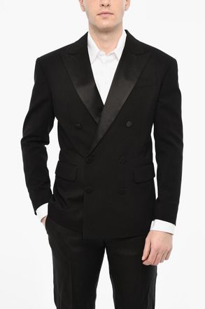 Dsquared2 Blazer Doppiopetto In Misto Lana Con Revers A Lancia In Satin Dsquared2