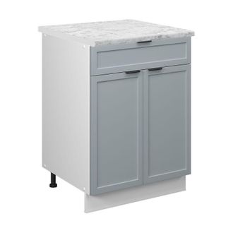 Vicco Mueble Bajo De Cocina Fame-line, Azul Claro-gris, 60 Cm Con Caj&oacute;n, Et M&aacute;rmol Vicco