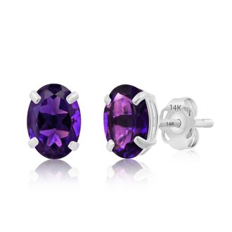 MAX + STONE 14k Yellow or White Gold 7x5mm Oval Stud Earrings with Push Backs