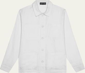 Vilebrequin Mens Linen Patch-Pocket Overshirt