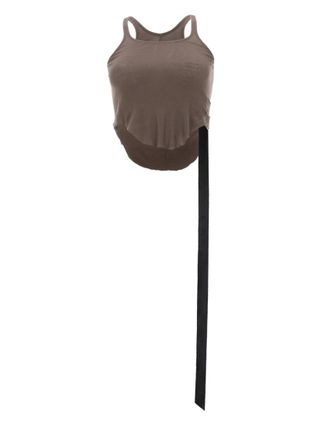 Rick Owens Brown Solid Scoop Neck Top
