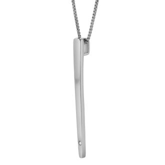LuvMyJewelry Kira Sterling Silver 0.08 Ct Diamond Bar Pendant