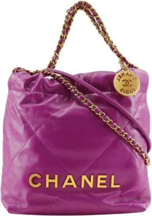 Chanel Pre-owned Leather chanel-bags - Dames - Vintage Handtas - Paars - ONE Size - Leer - Vintage