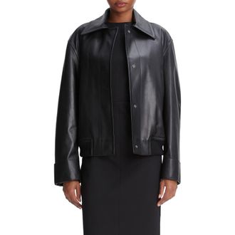 Vince Padded Leather Bomber Jacket in Black at Nordstrom Rack, Size Small