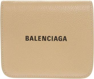 Balenciaga Pre-owned Wallets, female, Beige, Size: ONE SIZE Pre-owned Compact Leather Wallet with Snap Closure