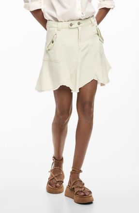 Desigual Frayed Miniskirt in Off White at Nordstrom, Size X-Small