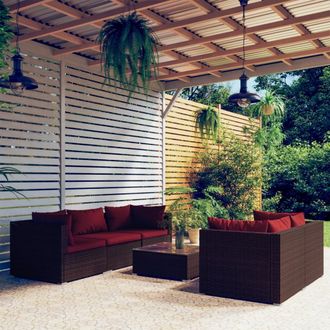 vidaXL 6 Pcs Garden Lounge Set Con Coj&iacute;n Mimbre Pe Brown