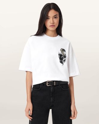AllSaints Cotton Snakehead Oversized Etta T-Shirt, Size: XS