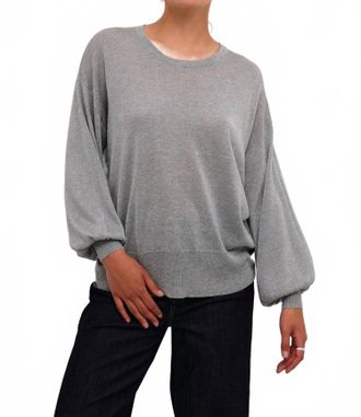 Kaffe Kaankra Shimmer Knit Round Neck Pullover In Grey