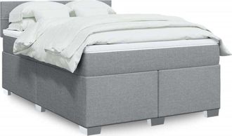 vidaXL Vidaxl - Cama Box Spring Con Colch&oacute;n Tela Gris Claro 160x200 Cm