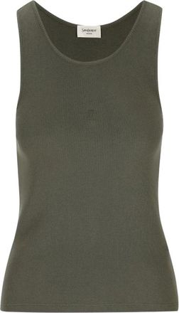 Saint Laurent Tops, Dames, Groen, M, Sleeveless Tops