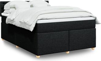 vidaXL Cama Box Spring Con Colch&oacute;n Tela Negro 160x200 Cm Vidaxl