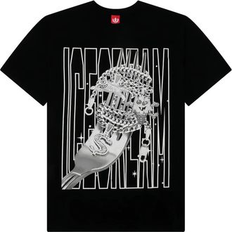 Icecream Pasta T-shirt met grafische print - Zwart