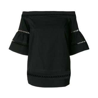 Michael Kors Blouses, female, Black, Size: XS Embroidered Off-Shoulder Top