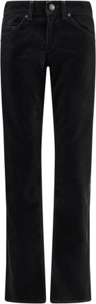 Isabel Marant Zwarte broek met leren logolabel - Dames - Straight fit broeken - Zwart - XS - Broeken