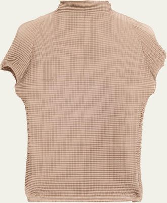 Issey Miyake Wooly Pleats Mock-Neck Top