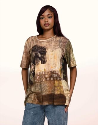 Paperlace London Wild Beauty Cotton Graphic Tee In Beige