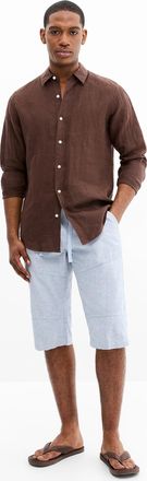 Point Zero Mens Adjustable-waist cotton and linen Bermuda Shorts