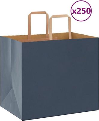 vidaXL Bolsas De Papel Con Asas 250 Uds Azul 32x22x28 Cm Vidaxl