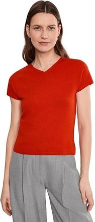 Vince High V-Neck Short Sleeve Womens Clothing Poppy : XL, Cashmere/Polyester/Wool