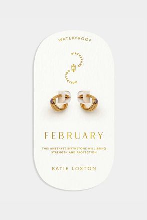 Katie Loxton February Waterproof Gold Birthstone Hoop Earrings at Nordstrom