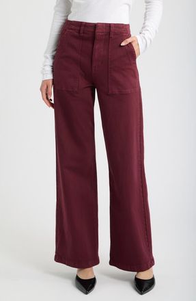 Pistola Denim Nicole Stretch Cotton Wide Leg Pants in Cabernet at Nordstrom, Size 31