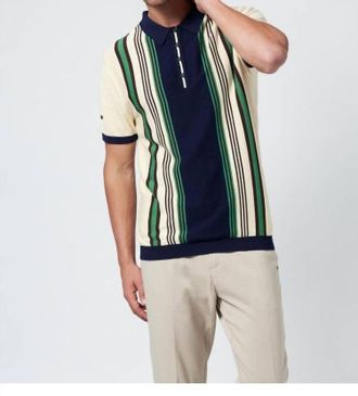 4funkyflavours No Time For Dreaming Striped Knit Polo - Plus In Green/ Navy/ White