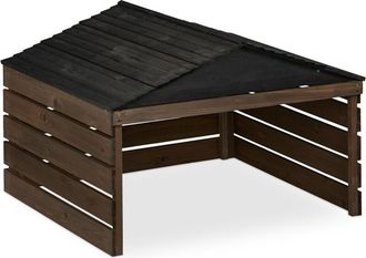 Relaxdays Relaxdays Garage per Tagliaerba Universale, Casetta per Robot Taglia Erba, 52,5x79x74 cm, Tettoia Legno, Marrone Nero
