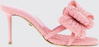 Mach & Mach Mules Le Cadeau Bow in rafia intrecciata