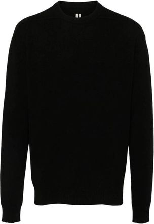 Rick Owens Zwarte Gebreide Crew Neck Sweater - Heren - Cashmere truien - Zwart - XL - Wol - Truien & Vesten