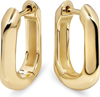 Devata Beveled Hoop Earrings in Gold Plated Sterling Silver in Yellow Gold at Nordstrom