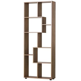 HOMCOM Tall Shelving Bookshelf Unit - Oak | TJ Hughes